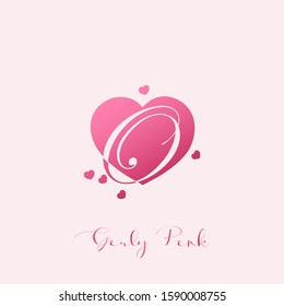 Initial Letter O logo icon love pink, vector design design concept girly heart love with letter logo icon.