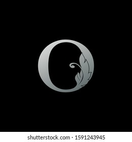 Initial  Letter O Logo Icon Luxury Feather. Monogram silver design concept  luxury feather element and letter logo icon for corporate, lawyer, notary, firm and more brand identity.