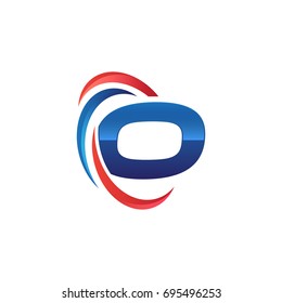 initial letter O logo swoosh red blue