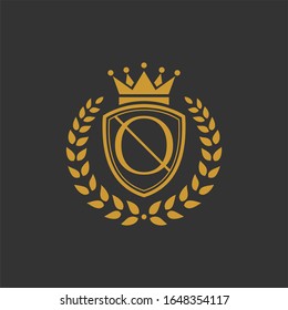 initial letter O logo template. logo crest with crown and shield