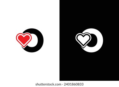 Initial Letter O Love Logo Design. Letter O Valentine logos vector, modern logo, Logo Designs Vector Illustration Template.