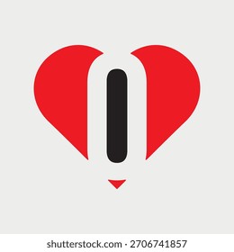 Initial Letter O Love logo design. Heart design concept alphabet font. Vector Illustration.