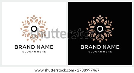 Initial letter O luxury flower mandala for circular leaves natural organic logo design