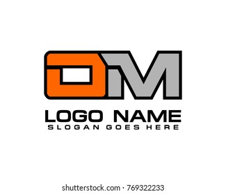Initial letter O & M logo template vector