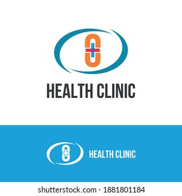 Initial letter O with medical cross icon and loop care symbol for healthy hospital medicine logo design concept vector