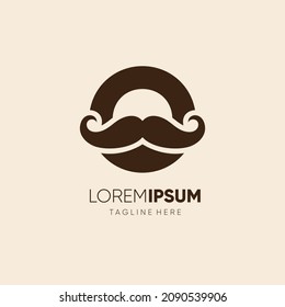 Initial Letter O Mustache Logo Design Vector Icon Graphic Emblem Illustration