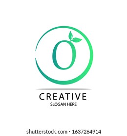 Initial Letter O Nature Leaf Logo For Company