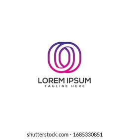 initial letter O or number 0 logo design template
