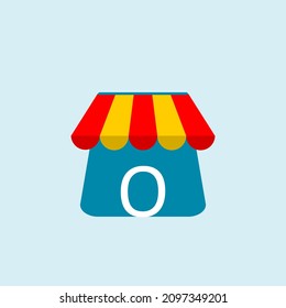 initial letter o on shopping bag. Abstract shopping logo. Online shop logo. Vector logo template