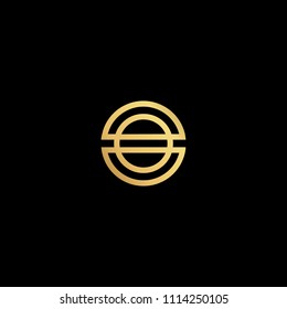 Initial letter O OO minimalist art logo, gold color on black background