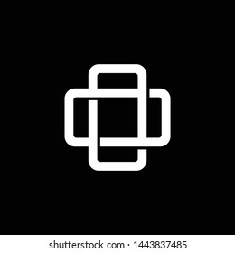 Initial letter O and O, OO, overlapping interlock monogram logo, white color on black background