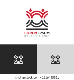 Initial Letter O OOO with crown linked uppercase overlap modern logo design template. Suitable for business, consulting group company. Vector Illustration.