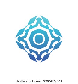Letra inicial O logotipo de patrón cuadrado decorativo ornamental
