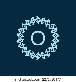 initial letter O ornamental emblem frame circle pattern logo