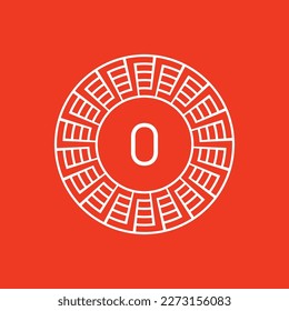 initial letter O ornamental emblem frame circle pattern logo