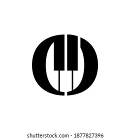 Plantilla de vector de diseño de logotipo de carta inicial o de piano