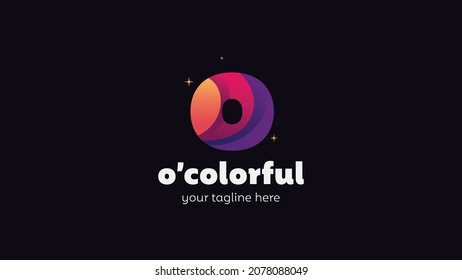 Initial letter O playful and simple colorful logo design