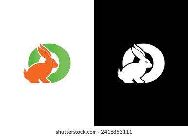 Initial letter O Rabbit logo design. Letter O Rabbit Logo Design Vector Icon Graphic Emblem Illustration Background Template.