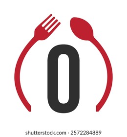 Initial Letter O Restaurant Logo Design Concept With Spoon and Fork Symbol Vector Template
