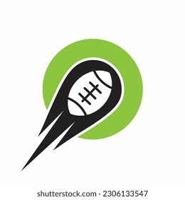 Initial Letter O Rugby Logo, American Football Symbol Combine With Rugby Ball Icon For American Soccer Logo Design