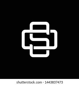 Initial letter O and S, OS, SO, overlapping interlock monogram logo, white color on black background