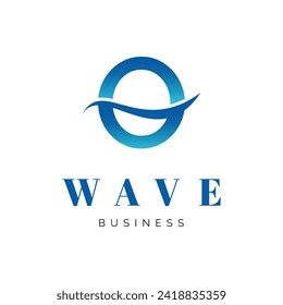 Initial Letter O Sea Wave Icon Logo Design Template