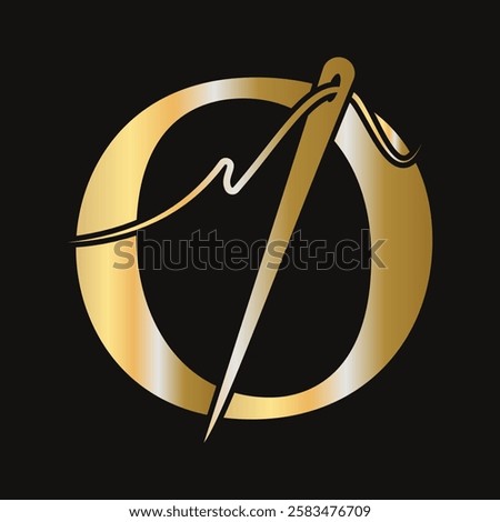 Initial Letter O Sewing Needle Logo Design for Embroider, Textile, Fashion, Cloth, Fabric Symbol