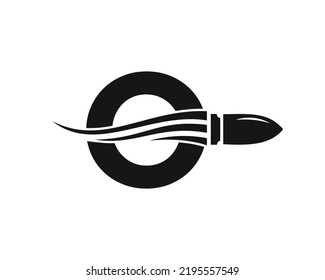Initial Letter O Shooting Bullet Logo With Concept Weapon For Safety and Protection Symbol