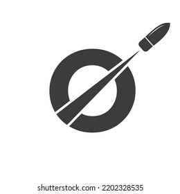 Initial Letter O Shot Bullet Logo Vector Template Concept For Defense Logotype