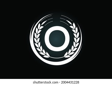 Initial letter O sign symbol with wheat ears wreath. Organic wheat farming logo design concept. Agriculture logo design vector template.