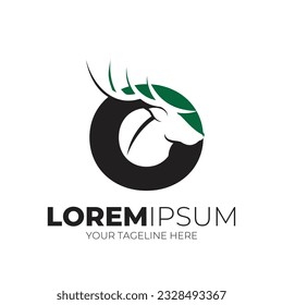 Initial Letter O Simple Deer Head Logo Design Vector Illustration Background