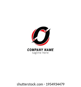 Initial letter O sliced uppercase modern logo design template elements. Black letter with red circle isolated on white background. Suitable for business, consulting group, company logo