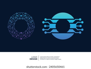 Initial letter O smart logo design. Artificial Intelligence concept.