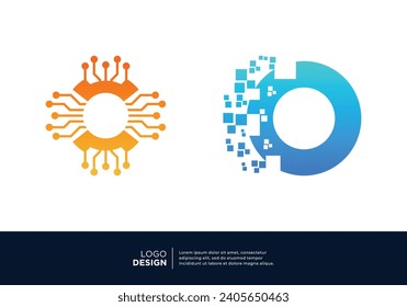 Initial letter O smart logo design. Artificial Intelligence concept.