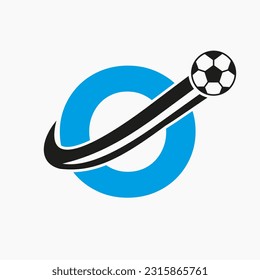 Initial Letter O Soccer Logo. Football Logo Concept With Moving Football Icon