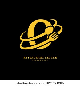 Initial letter O with spoon and fork for restaurant concept. letter O logo, fit for company and culinary business.