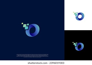 
Initial Letter O with square pixel dot Motion . Vector Logo Design Template
