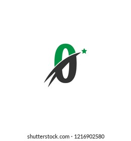 Initial Letter O Star Logo Design with Swoosh for Finance, Business Company, Simple Flat