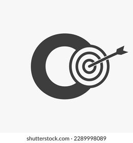 Initial Letter O Success Logo Combine with Bow Target  Icon