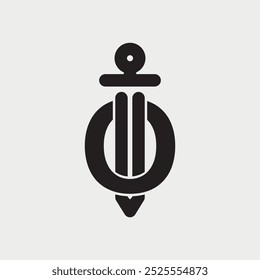 Initial Letter O Sword Logo Design Concept Alphabet Font. Vector Illustration.