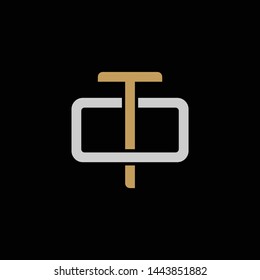 Initial letter O and T, OT, TO, overlapping interlock logo, monogram line art style, silver gold on black background