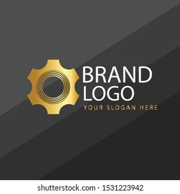 Initial letter O tech gear logo design template with golden gradient