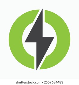 Initial Letter O With Thunder Bolt Symbol. Power Icon Electric Symbol Vector Template