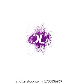 Initial  Letter O and U, OU Logo Icon Abstract  Ink Spaltter. Purple  splash  with hidden letter logo icon vector design concept