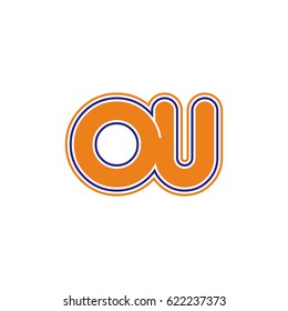 initial letter o and u. ou monogram outline logo