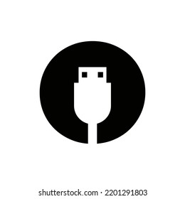 Initial Letter O USB Symbol Design. Computer Connection USB Cable Icon Vector