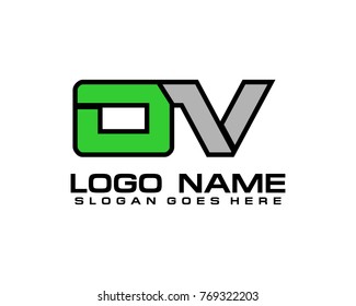 Initial letter O & V logo template vector
