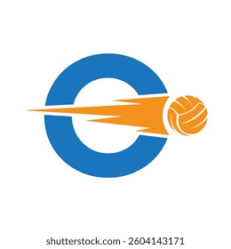 Initial Letter O Volleyball Logo Design With Speed Symbol. Volleyball Logo For Academy and Club Sign