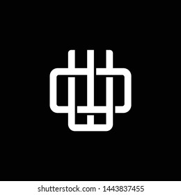 Initial letter O and W, OW, WO, overlapping interlock monogram logo, white color on black background
