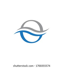 initial letter o wave blue gray